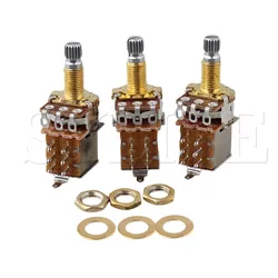 3PCS B500K18mm Gold Plated Shaft OHM Audio Tone Guitar Potentiometer Switch