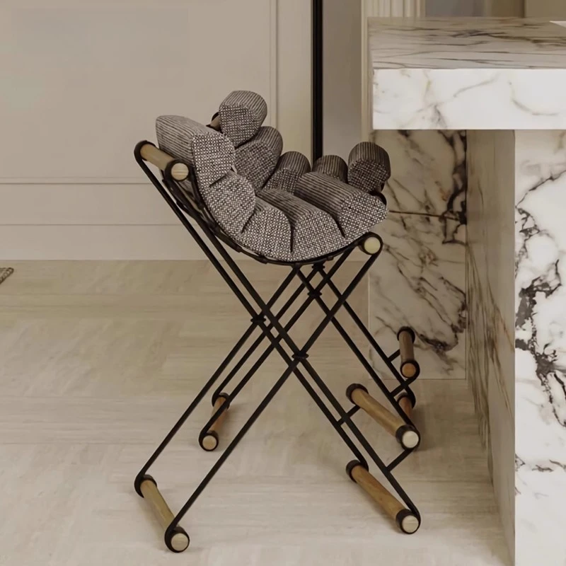 Bar chair simple cotton and linen Italian island chair high stool home bar front desk back
