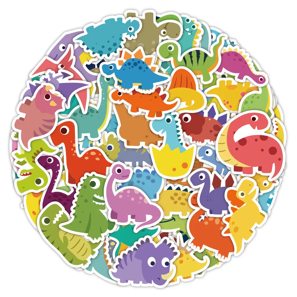 60/120Pcs INS Novelty Cute Kawaii Cartoon Dinosaur Stickers PVC Waterproof Stickers Decals For Kids Boys Girls Toys Gifts