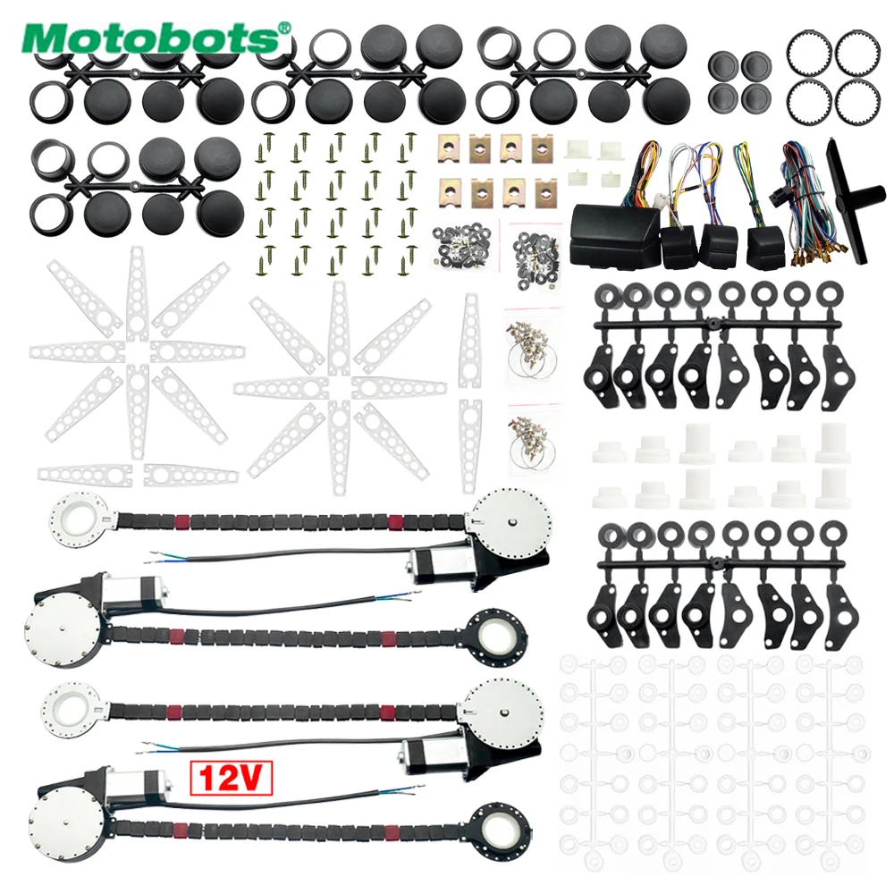 

MOTOBOTS DC12V Universal Car/Auto 4 Doors Electronice Power Window kits With 8pcs/Set Swithces and Harness