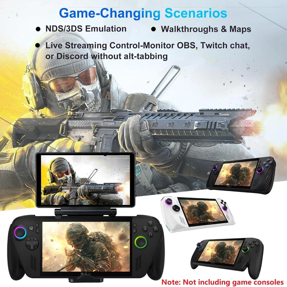 Wisecoco 7 Inch AMOLED Clip-On Touch Monitor for ROG Ally X Dual Screen 1080P FHD Portable Expansion Display USB-C One Cable 3DS