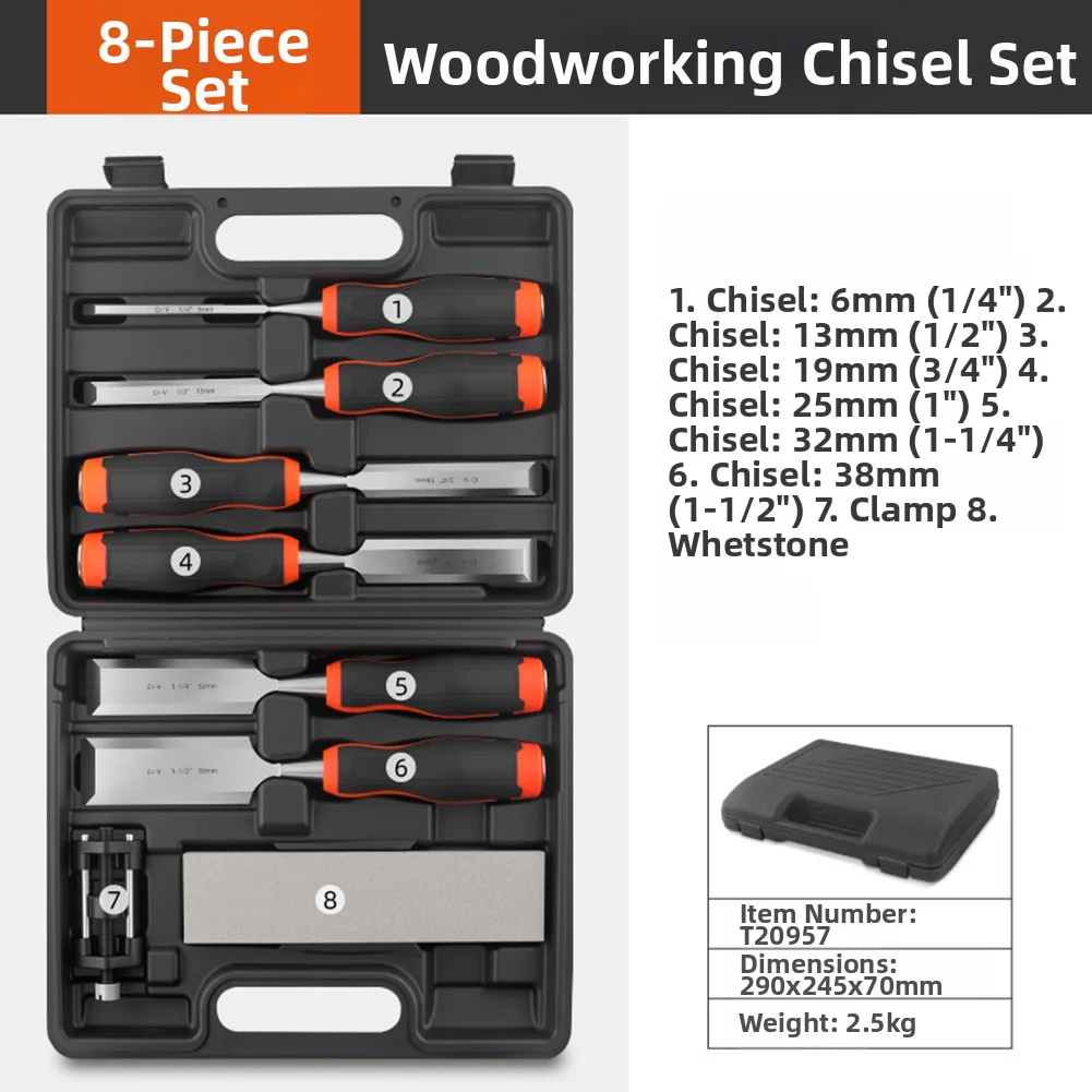 Wood Chiseling Sets Premium Wood Chiseling Set: FOR  With 6-38mm Sizes & Sharpener For Large Woodworking Projects.