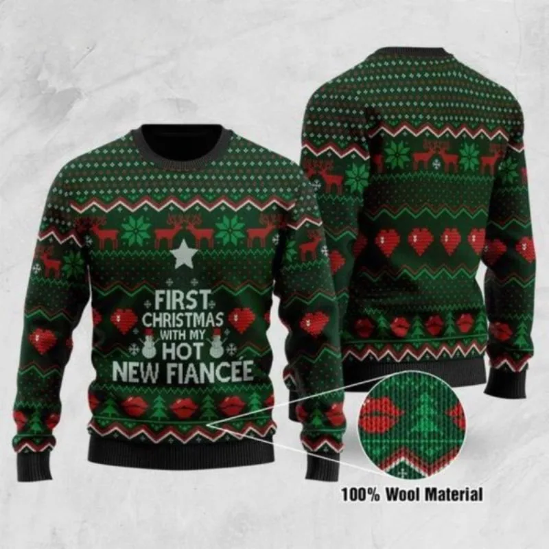 Christmas New Year Sweater For Men 2026 Winter Fashion Pullover Round Neck Long Sleeve Top High Quality Ugly Big Promotion Desig