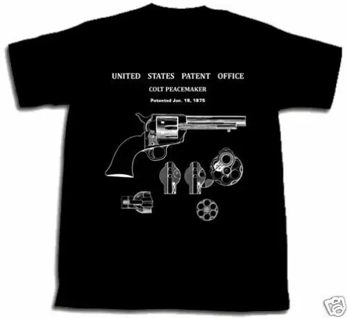 COLT PEACEMAKER PISTOL PATENT T-SHIRT XL Extra LARGE New Mason 45 Cal Gun Peace