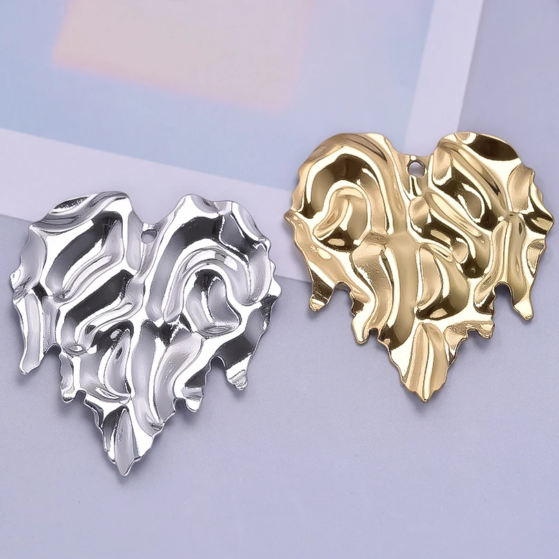 2024 New Irregular Indentation Heart-Shaped Charm Jewelry Pendant Stainless Steel Sweet Romantic Diy Necklace Ear Pendants Gift