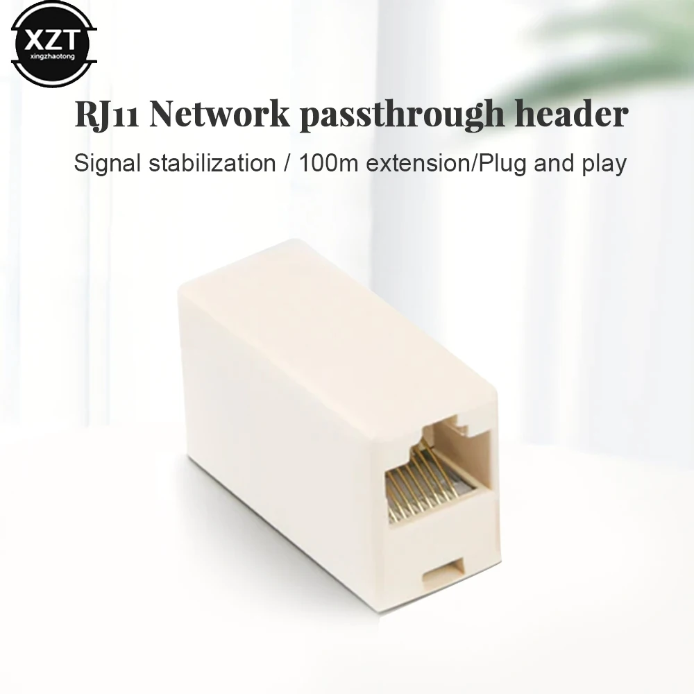 HOT Telephone Extension Straight Head Cable Extender RJ11 6P 4C Adapter Connector RJJ Straight Head Telephone Connector