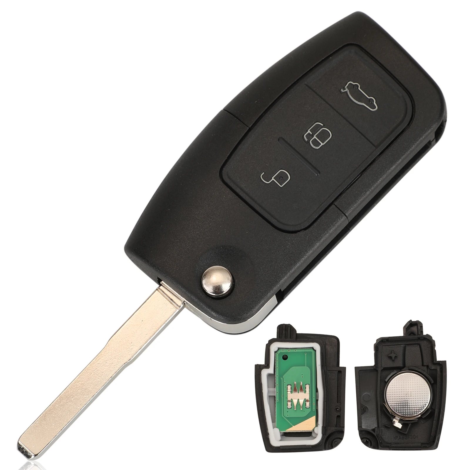 

jingyuqin Remote Car Key For Ford Fusion Focus Mondeo Fiesta Galaxy 433Mhz 4D60/4D63-40/80Bit Chip HU101/FO21