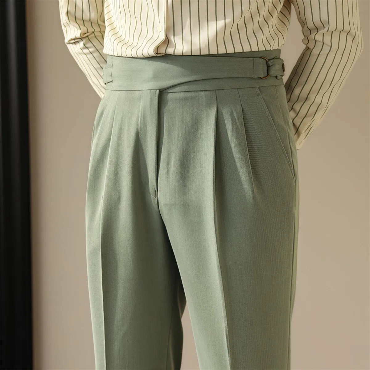 2026 Vintage New Fashion Men's Solid Color Casual Business Simple Basic Trendy Loose Straight Suit Trousers Male Clothes Pants