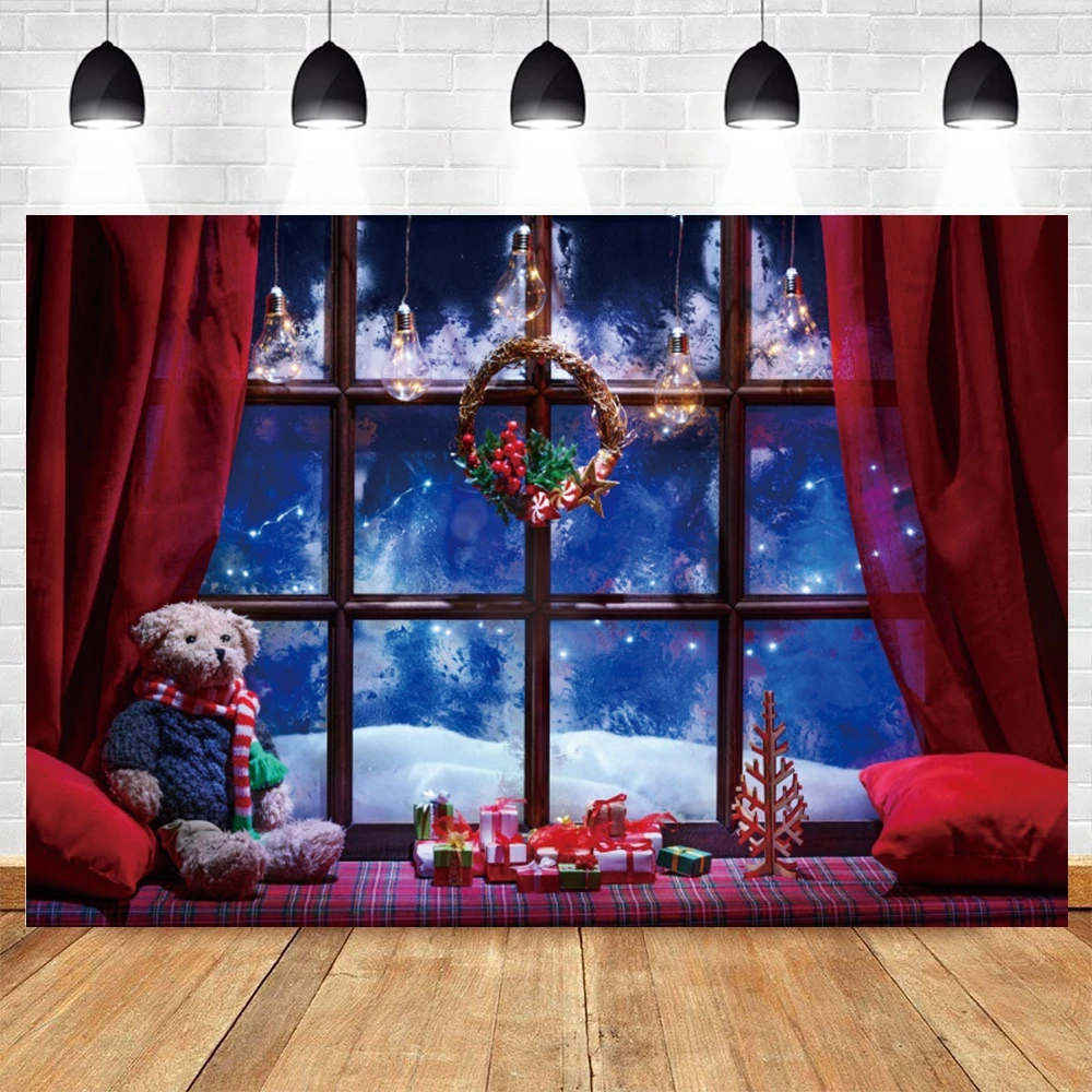 Winter Window Merry Christmas Photography Backdrop Photocall Baby Party Decor Photographic Background Kid Photo Studio Photozone