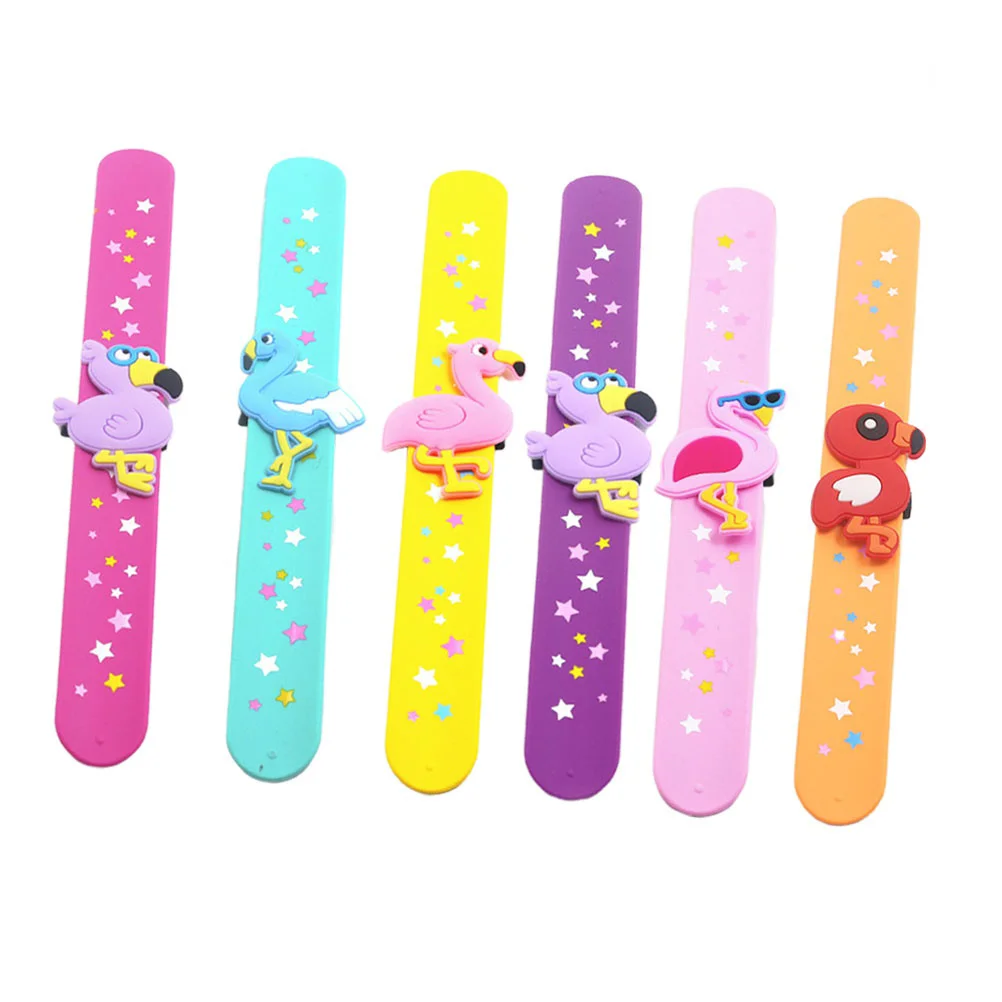 4pcs Flamingo Design Wristband Silicone Snap Bracelet Adorable Patting Hand Band Colorful Slap Bracelet Kids Party Favor Funny G