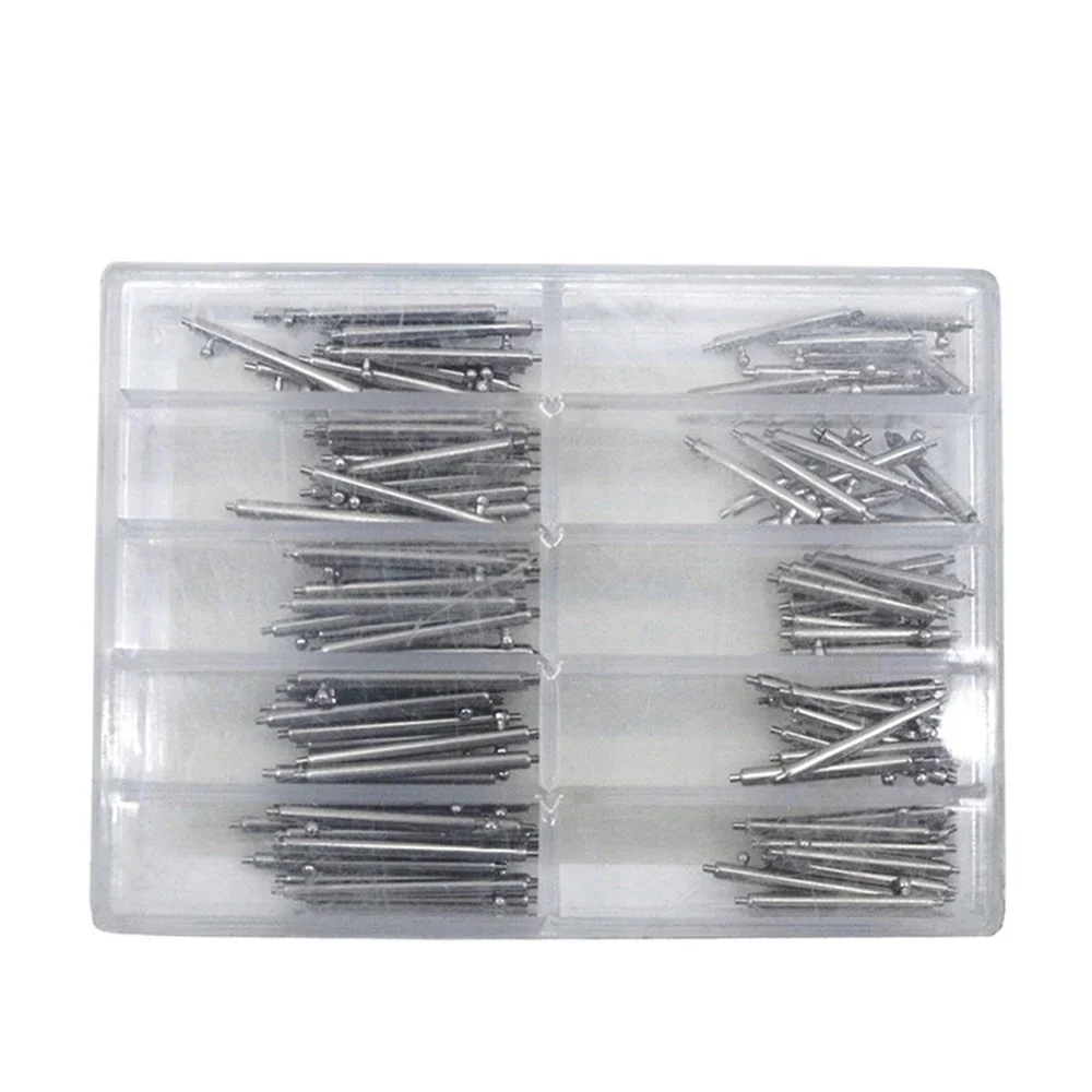 100 ชิ้น/กล่อง 1.5 มม./1.8 มม.และนาฬิกาการเชื่อมต่อเพลาสแตนเลสฤดูใบไม้ผลิดิบ LUG อะไหล่นาฬิกา Corne Horn นาฬิกาอุปกรณ์เสริม