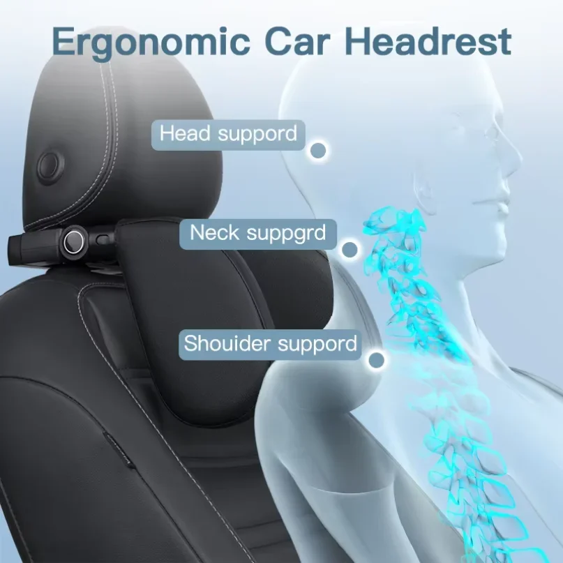 Reposacabezas Multifuncional para Auto con Soporte para el Cuello y Gancho Oculto, 180 °   Accesorio Universal Giratorio para el