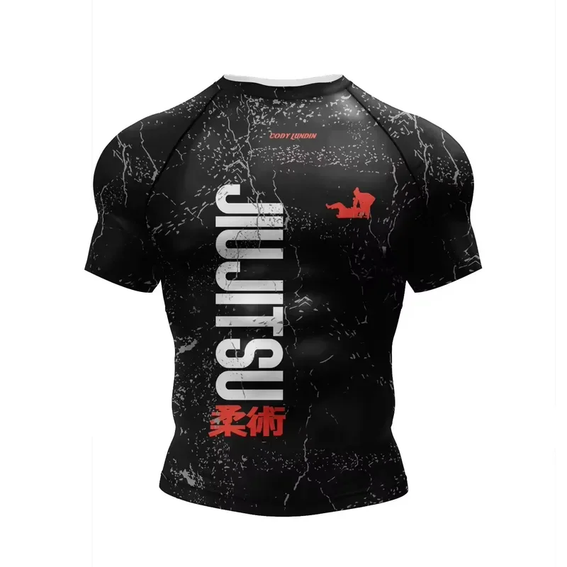 2026 New No Gi Bjj T Shirt Jiu Jitsu Kickboxing Training Rashguard Polyester Spandex Compression Sublimation Sports Men Tee