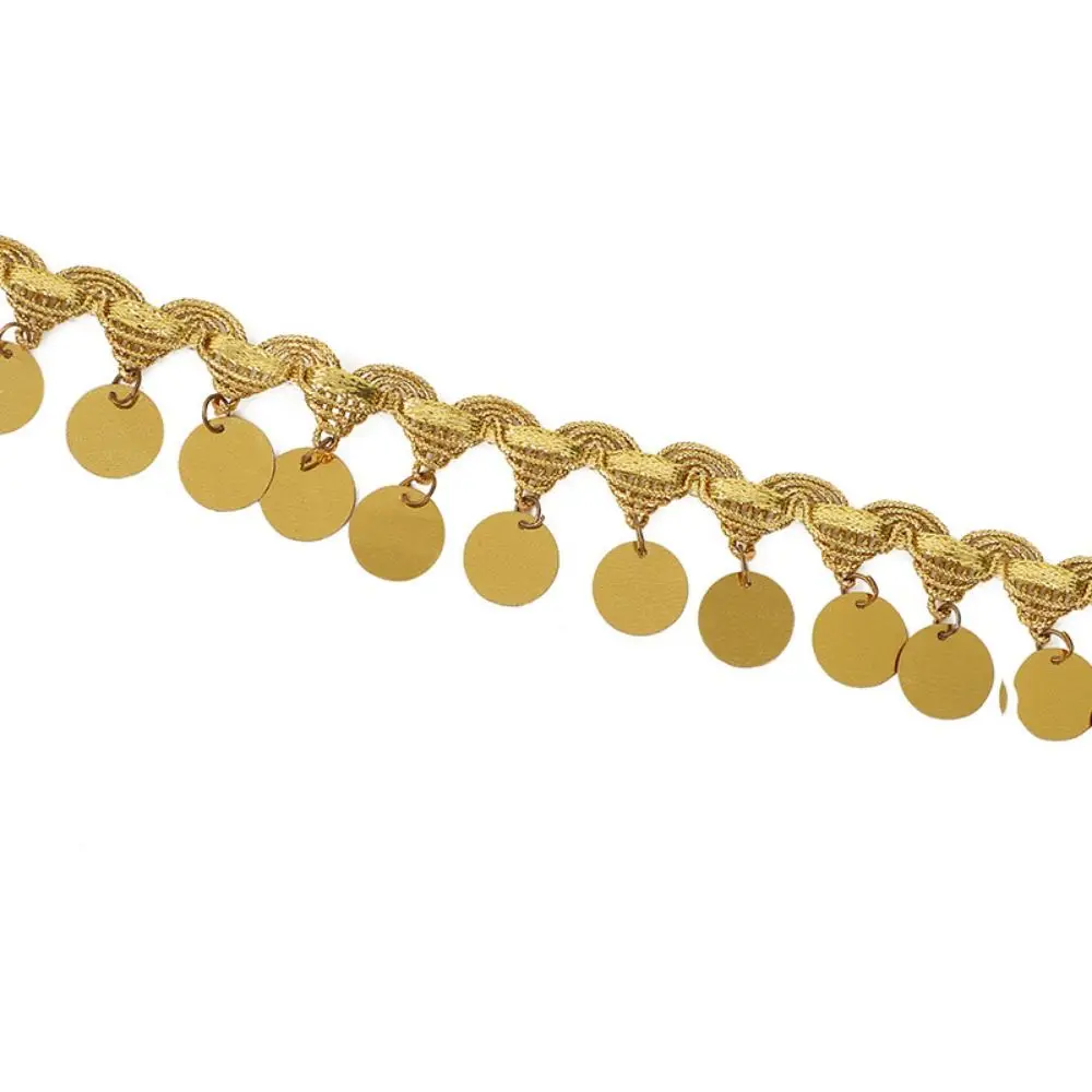 

Creative Belly Dance Waist Chain Shiny Tassel Golden Pendant Sequins Lace Trim Handmade DIY Sewing Gold Sequin Lace