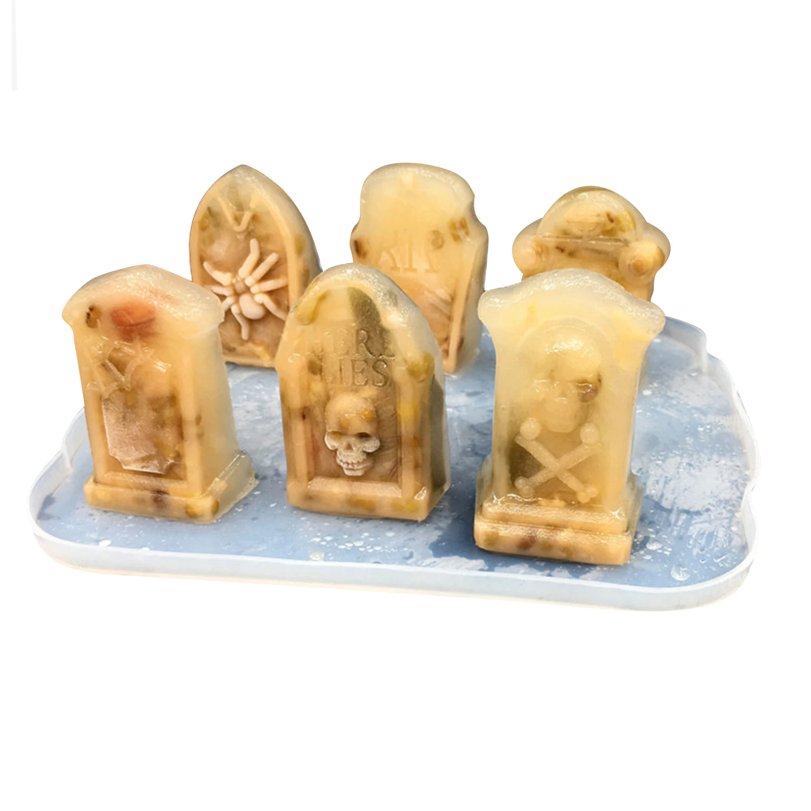 

Tombstone Ice Grid Coffin Cube Maker Halloween Mold Molds Cover Silicone Blue Tray Freezer
