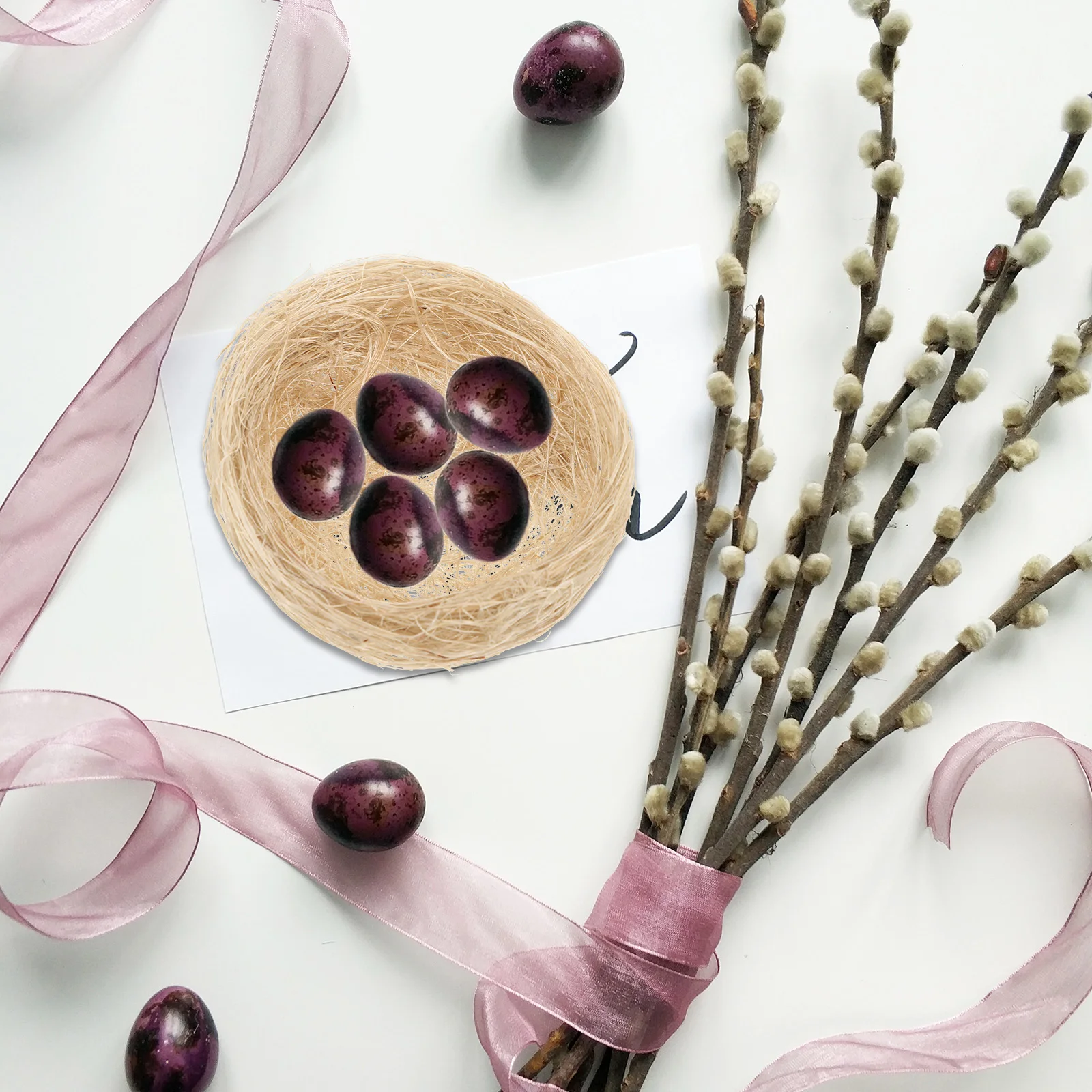 

4pcs Thickened Jute Bird Handmade Artificial For Birds Garden Decor Miniature Birds Nest Ornament Coconuts Fiber Bird Nest