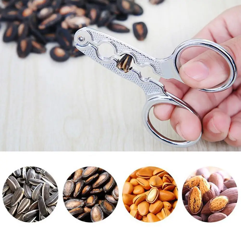 Alloy Walnut Pine Opener Rust-proof Melon Cracker Labor-Saving Household Sheller Tool Ergonomic Shape for Melon Seeds Small Nuts