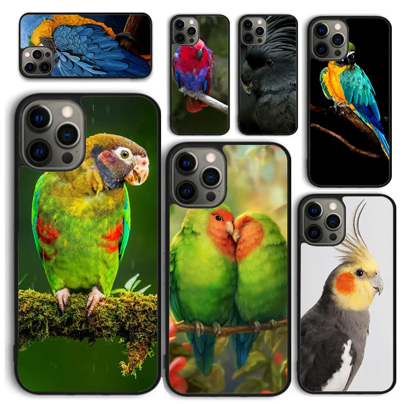 Animal Macaw Parrot Colourful Phone Case for iPhone 16 15 14 12 13 mini PLUS X XS XR 11 PRO MAX Back Cover Fundas