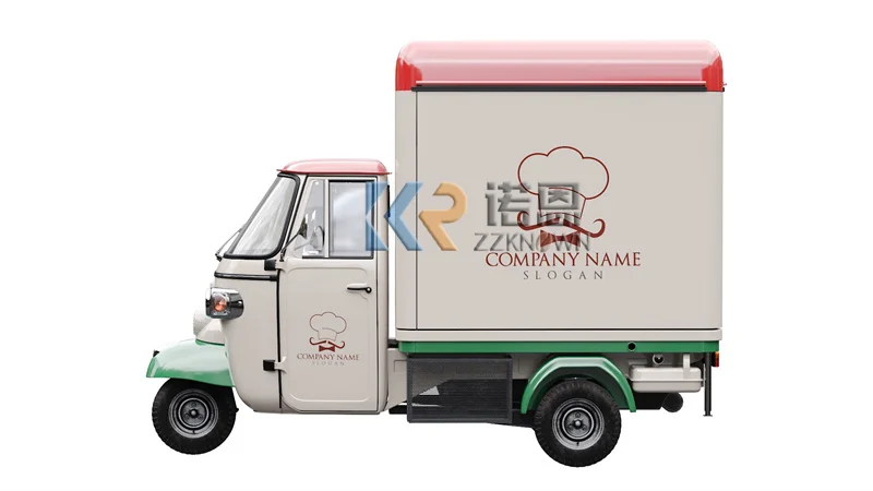 Mobile Kitchen Food Truck Custom Logo Mini Hot Dog Cart Popcorn Ice Cream Vending Van Electric Tricycle Piaggio Ape Tuk Tuk