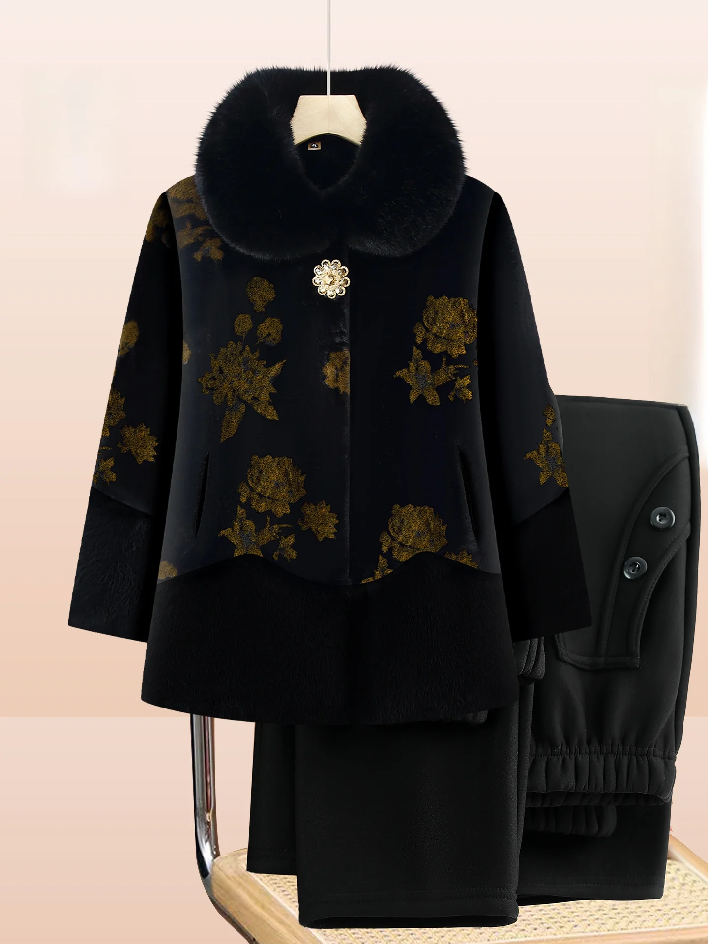 

Теплая хлопковая куртка с воротником из искусственного меха для женщин среднего возраста, стильная зимняя одежда для мам...