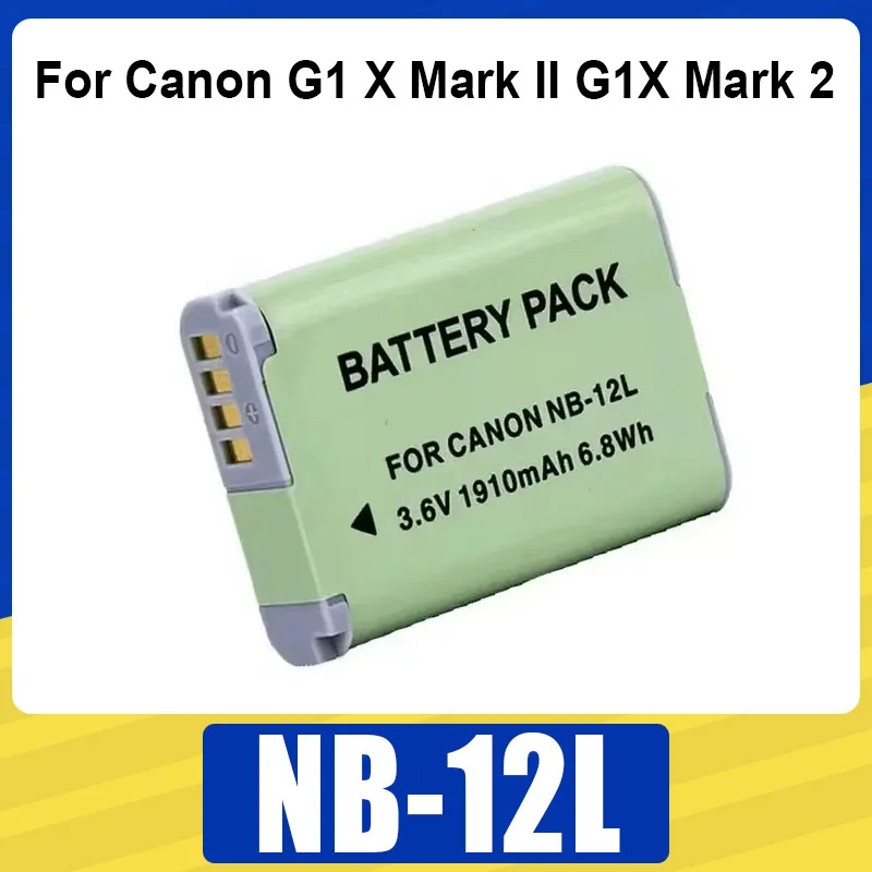 NB-12L NB12L Battery 1910mAh Rechargeable Batteries for Canon G1 X Mark II G1X Mark 2 for N100 N100 VIXIA mini X Camera Battery