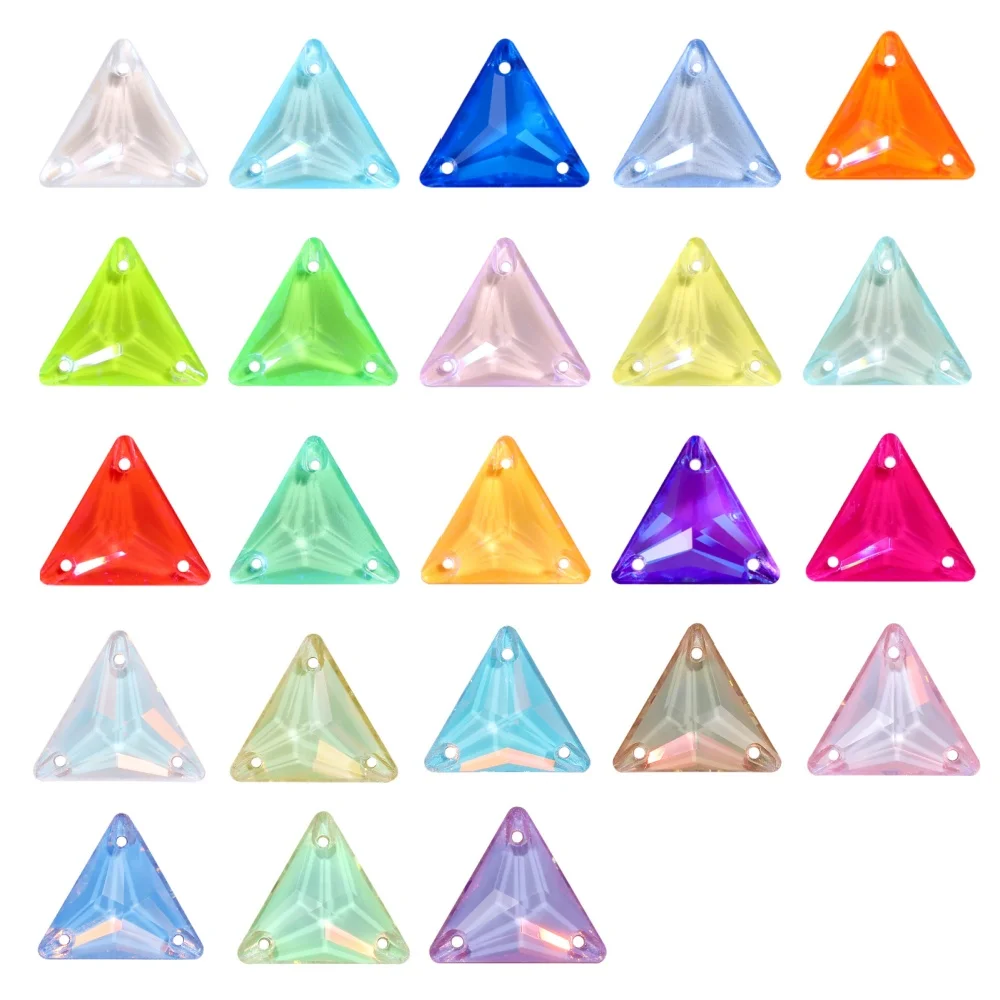 Macaron Colored Triangular Glass Sewing Rhinestones Various Packaging Quantity Flatback Crystal High Quality Garment Decoration