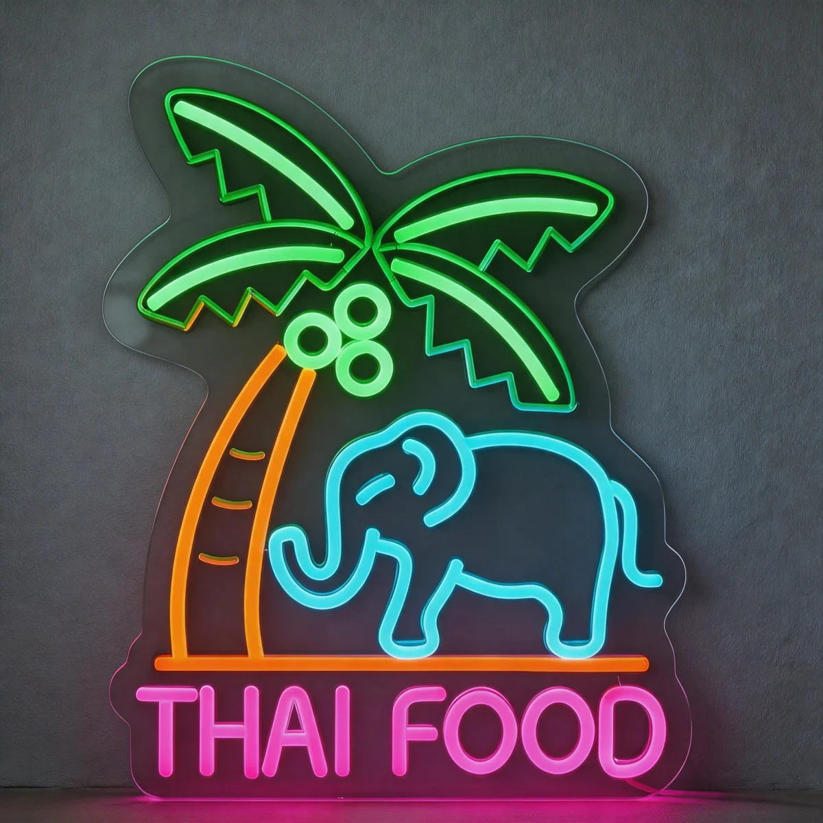 

Thai Food Neon LED Light Sign, Southeast Asian Wall Hanging Decor Decorative Gift for Cafe, Restaurant Business & Home Kitchen