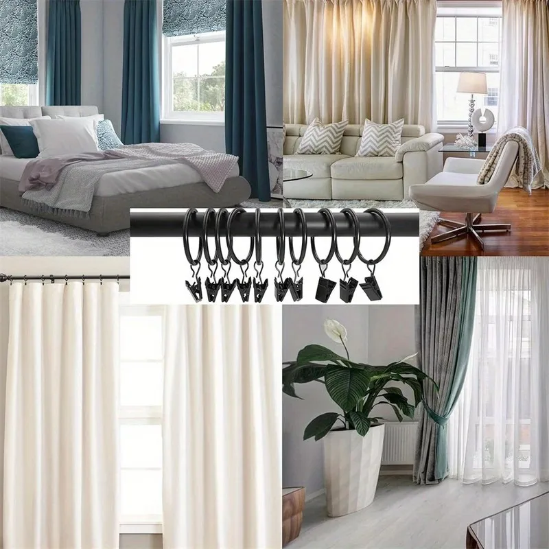 41 pcs 32mm Metal Curtain Hanger Rings, Bathroom Shower Panels, Easy Slide On Rod, Strong Clip Grip, Multipurpose view 6