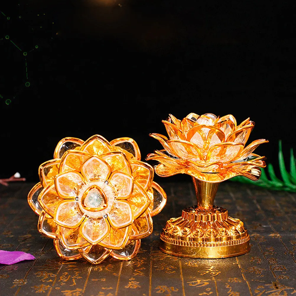 Colorful Led Lotus Lamp Golden Buddhist Light Portable Lotus Night Light Usb Powered No Battery Included