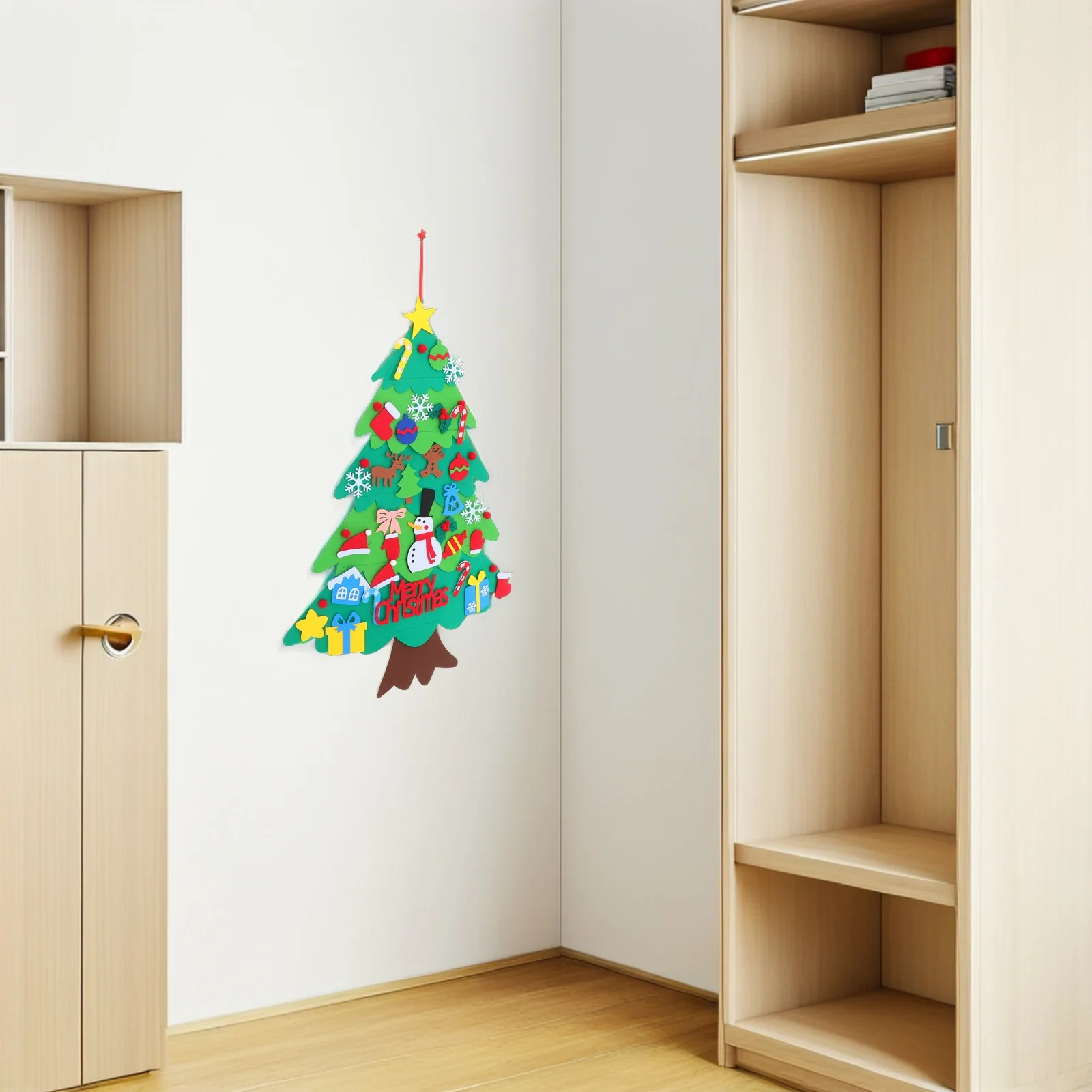 

1Set DIY Felt Xmas Tree Kit with 32 Colorful Ornaments Holiday Hanging Decoration for Family Festive Craft Safe Design