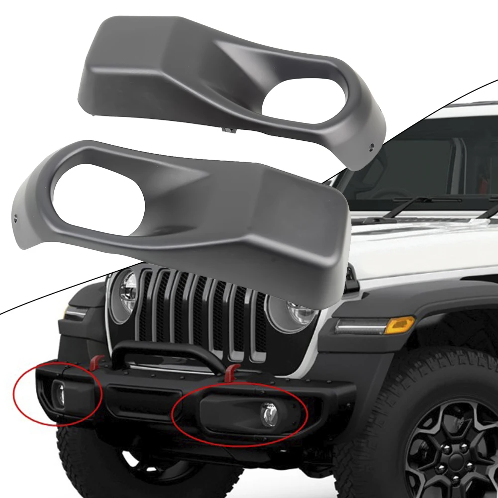 2Pcs Car Front Bumper Left And Right Both Side Bar Fog Lamp Covers For JEEP Wrangler JL 2018+ Car Fog Lamp Bezel Exterior Part