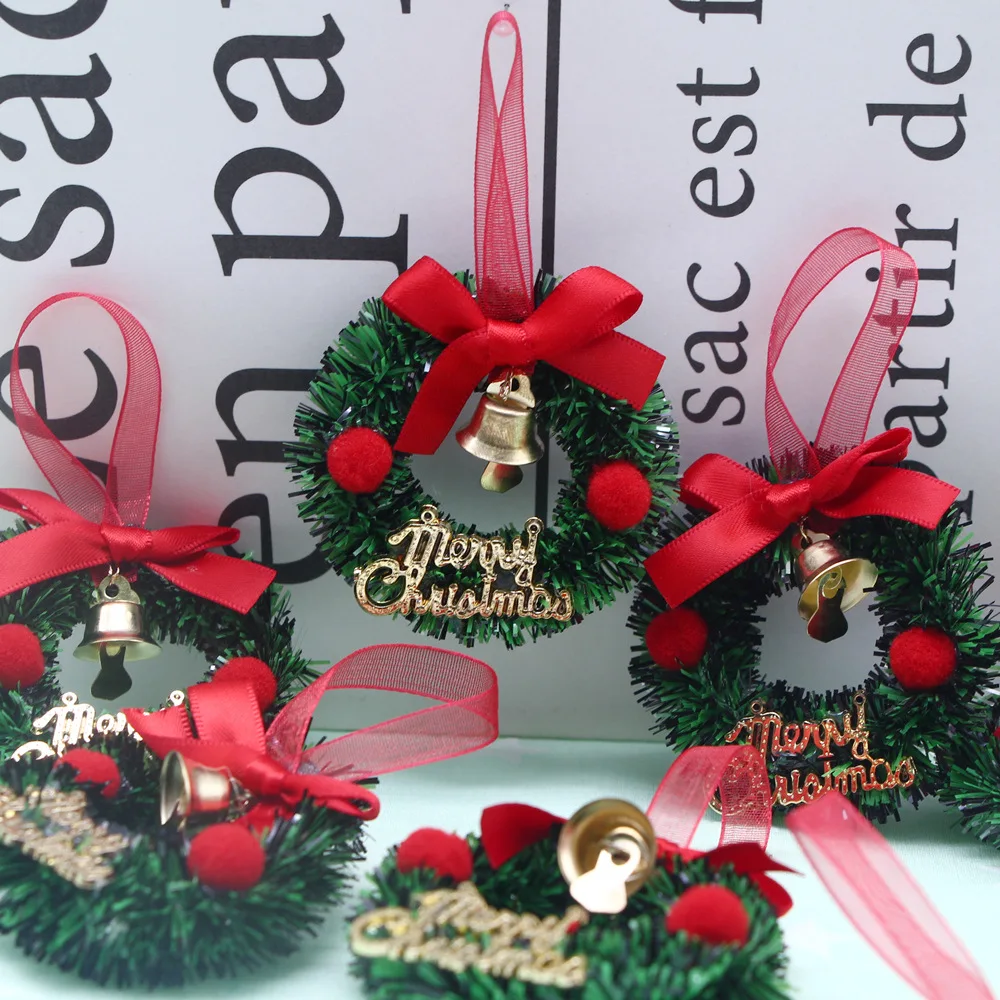 6cm 1:12 Dollhouse Miniature Mini Christmas Garland Wreath  Xmas Wreath Pendant Ornament Navidad New Year Party Supplies