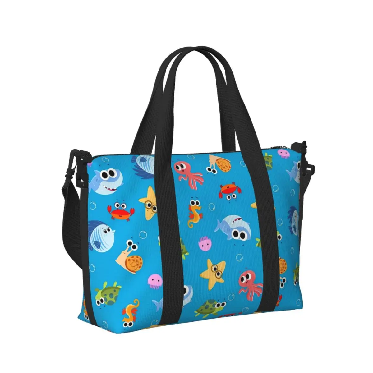 

Пляжная дорожная сумка Finny The Shark на заказ, большая вместительная сумка-тоут для спортзала, спортивная женская дорожная сумка для покупок