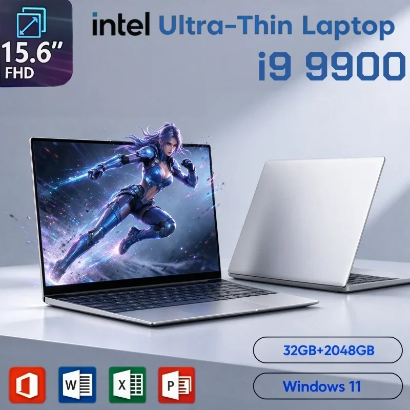Windows 11 15.6 Inch Portable Laptop Intel Core I9 9900 32GB RAM 2TB SSD Fingerprint Unlock For Multi-scene Daily Use