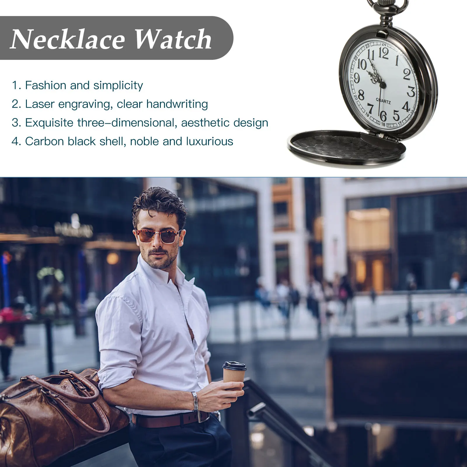

Necklace Laser Lettering Pocket Watch Man Watches for Men Personalized Metal Pendant