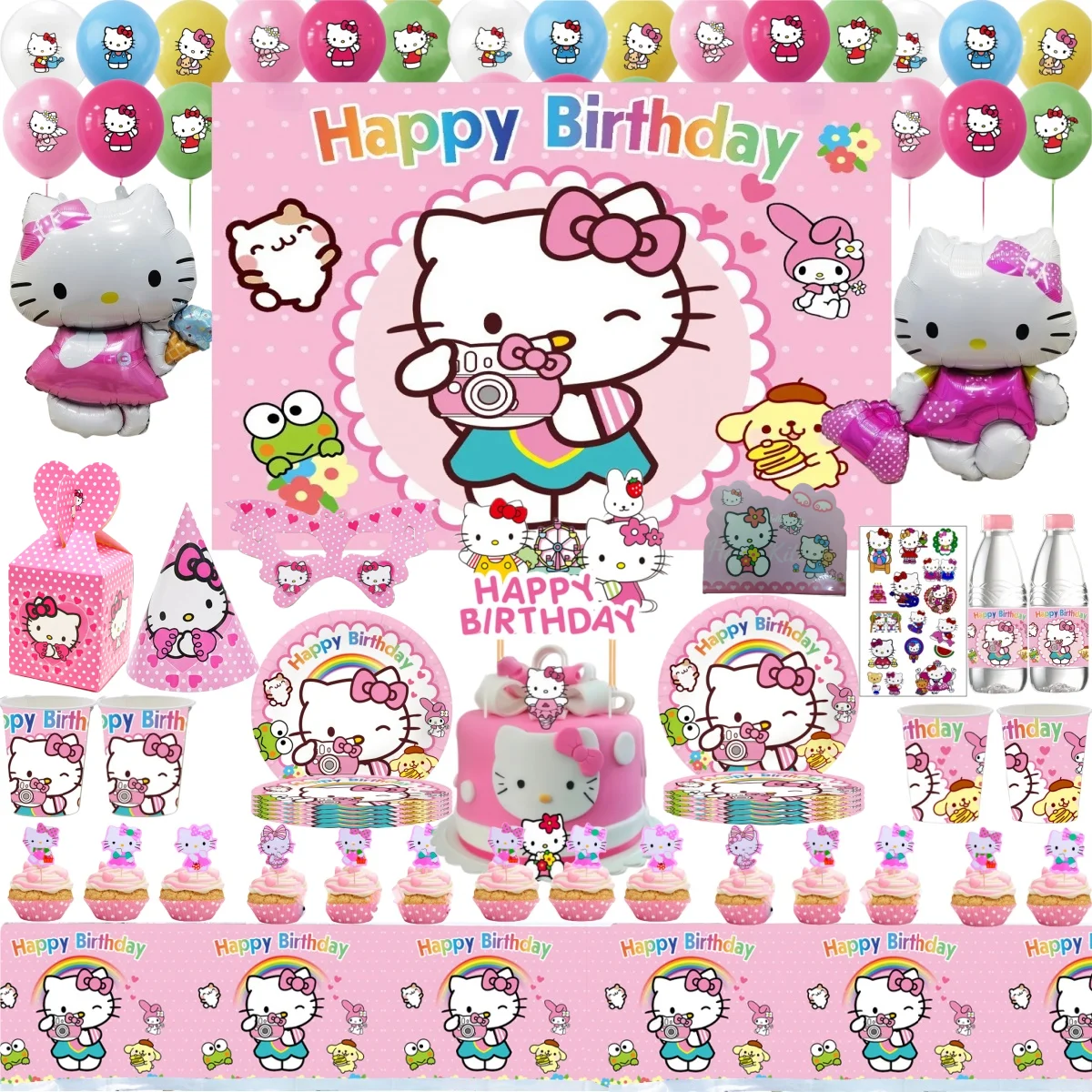 Hello Kitty decorazione per feste di compleanno Kitty stoviglie usa e getta tovaglia tazza piatto sacchetto regalo ragazze bomboniere forniture per