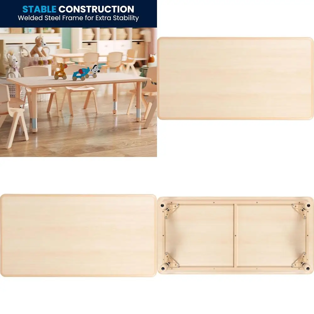

Adjustable Plastic Activity Table for Classroom and Home, 23.625x47.25, Natural Finish