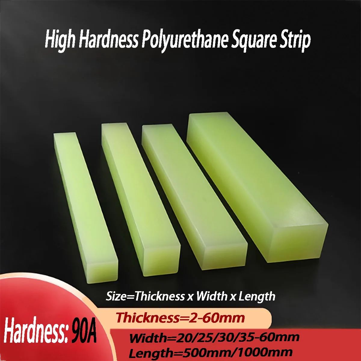 

High Hardness Polyurethane Square Bar Plate 90A Cowhide Rubber Plate Bar PU Bar Urethane Bar Wear-Resistant Elastic Rubber Bar