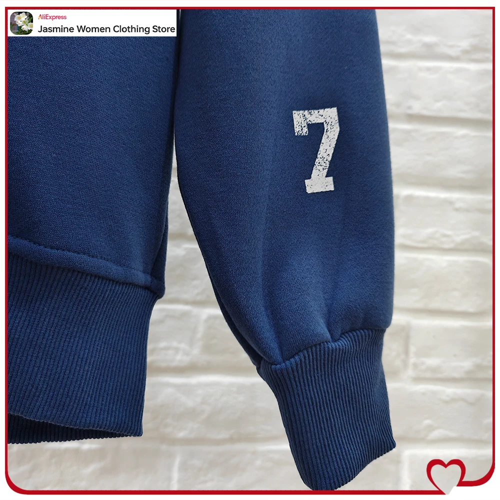 Women Relexation Washed Effect High Collar Sweatshirt Suit Comfy Contrasting Text 2 Piece Set Ladies Plush Varsity Jogger Pants