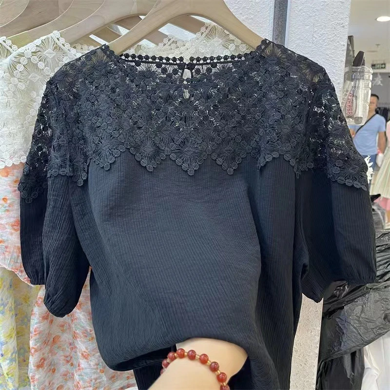 Immagine 6: Mantella Ricamata Traforata con Colletto Staccabile, Colletto Finto Decorativo per Abiti e Maglioni, Accessori di Abbigliamento Femminile