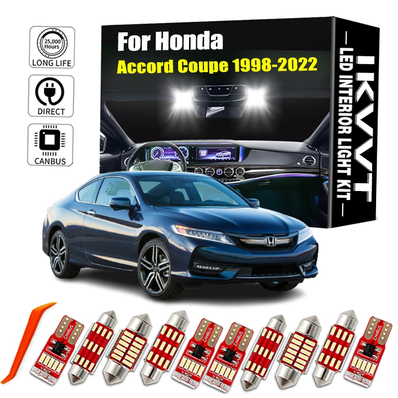 

IKVVT Canbus Indoor Lamp For Honda Accord Coupe 1998-2016 2017 2018 2019 2020 2021 2022 Car Bulbs LED Interior Map Dome Light Ki