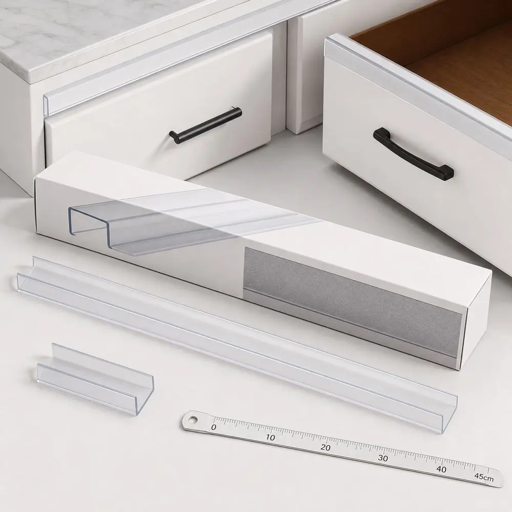 1/2/4PCS PVC Furniture Edge Protector Transparent Cuttable Cabinet Door Protector Clamp-On Structure 45cm U Channel Edge Guard