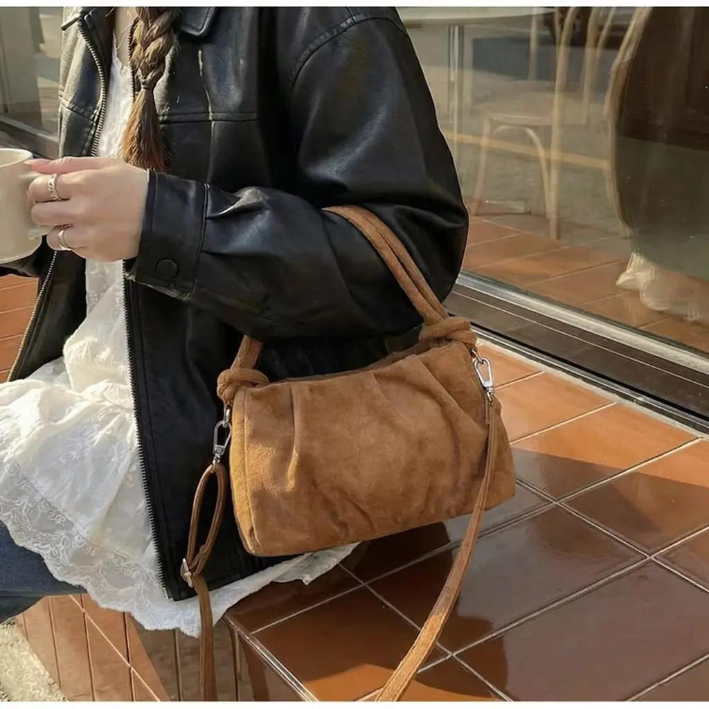 Womens Small Square Bag Premium Crossbody Purse Multi-Way Carrying Bag Urban Faux Suede Handbag For Everyday Use Daily Commute