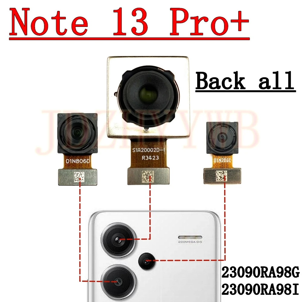Front Rear Camera For Xiaomi Redmi Note 13 Pro+Plus 5G Frontal Selfie Wide Back Facing Main Camera Module Flex Cable