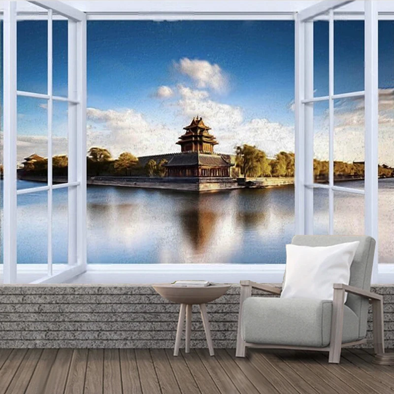 Modern Minimalist Outdoor Beautiful Oil Painting Background Wall For The Palace Museum Custom-Made Scenic Decorative Murals