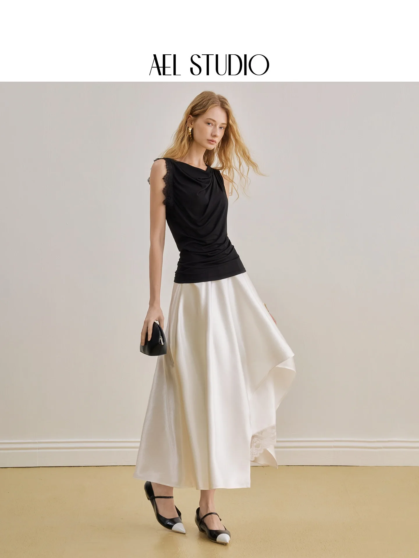 AEL Original Französischer Eleganz-Rock für Damen, Sommer 2026 Neu, Kleiner Unregelmäßiger Saum – Detail 1