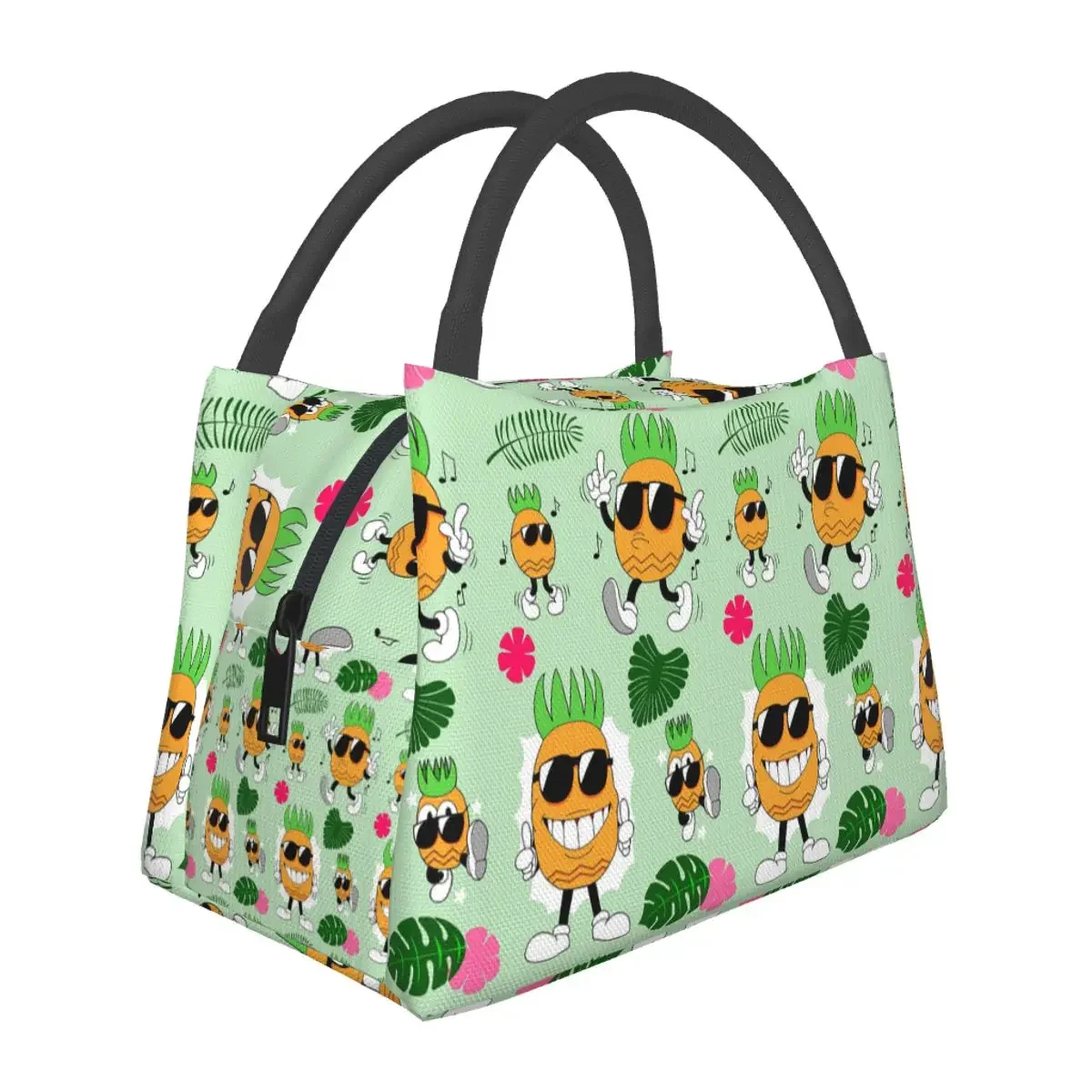 

Pizza Toppin Pineapple Lunch Bags Insulated Bento Box Portable Lunch Tote Picnic Bags Cooler Thermal Bag for Woman Student Work