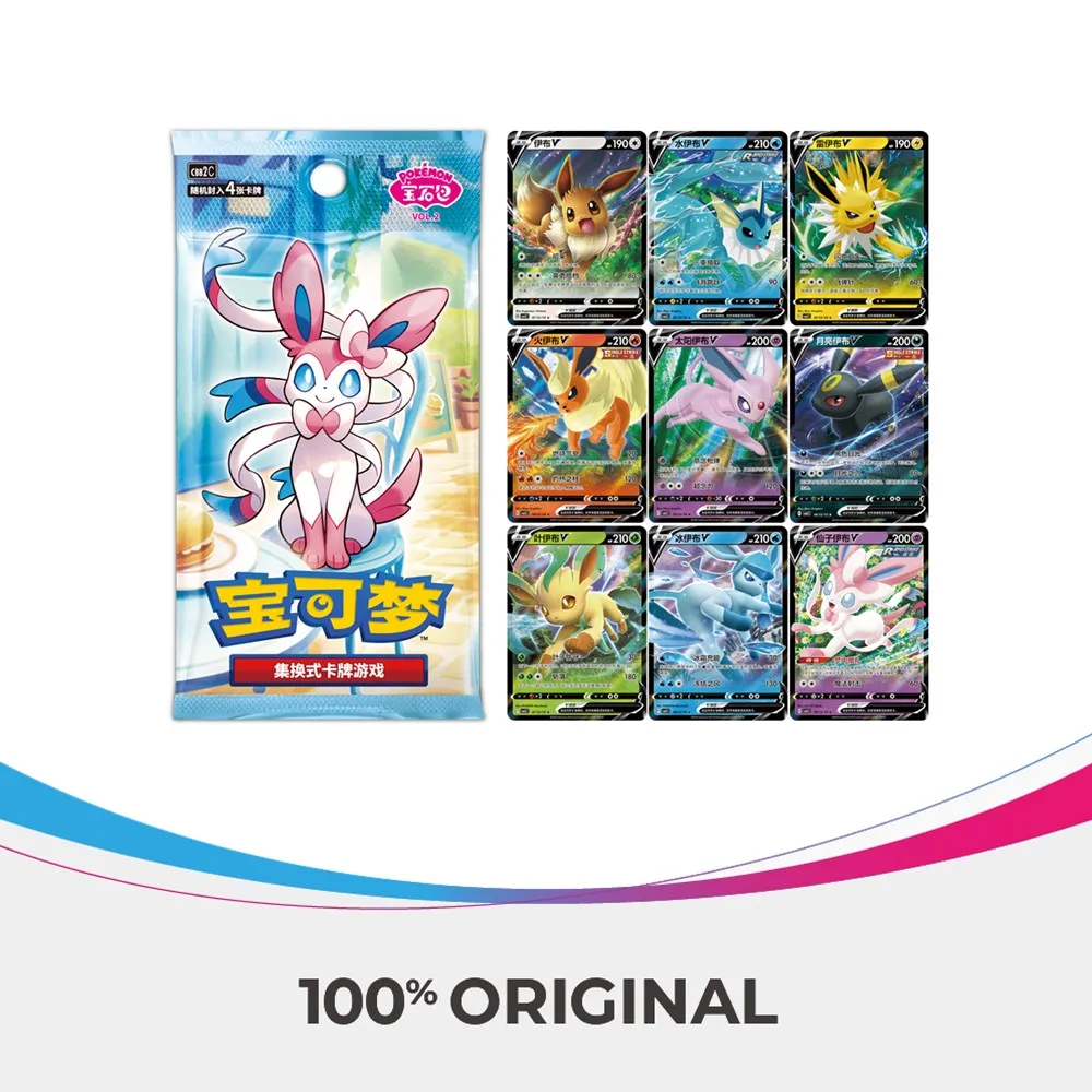 

Genuine Original Eevee Trading CardsGem Pack Cards Gem Pack Vol. 2 Chinese VersionPTCG Collection Card Children Toys Gifts