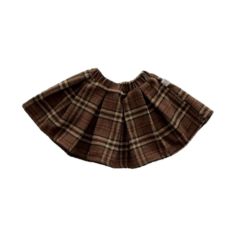 

Плиссированная юбка в клетку в стиле преппи для девочек HoneyCherry - универсальная мини-юбка А-силуэта для девочек-малышек