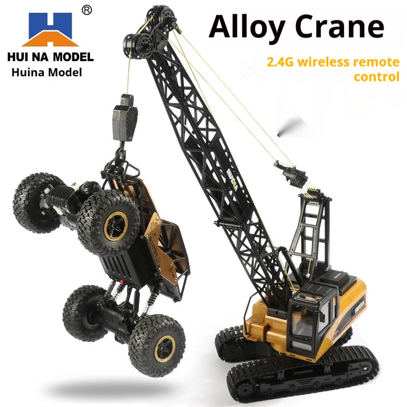 Hui Na Model Remote Control Crawler Crane 15 Channel Alloy Electric Engineering Vehicle Model For Hobby Collectors Holiday Gift